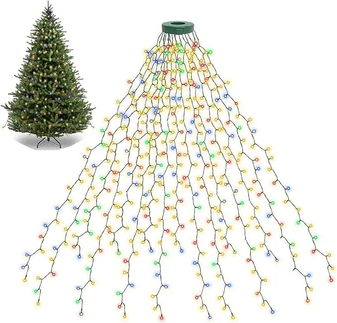 LED Waterfall Christmas Lights – Hanging Garland String Lights for Trees, Gardens, Patios and Holiday Displays