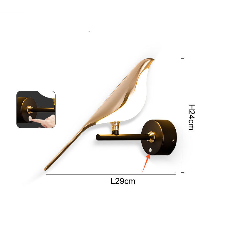 Magpie Bird LED Wall Lamp - 360° Rotating Indoor Wall Sconce for Bedroom, Bedside Lighting and Modern Home Decor