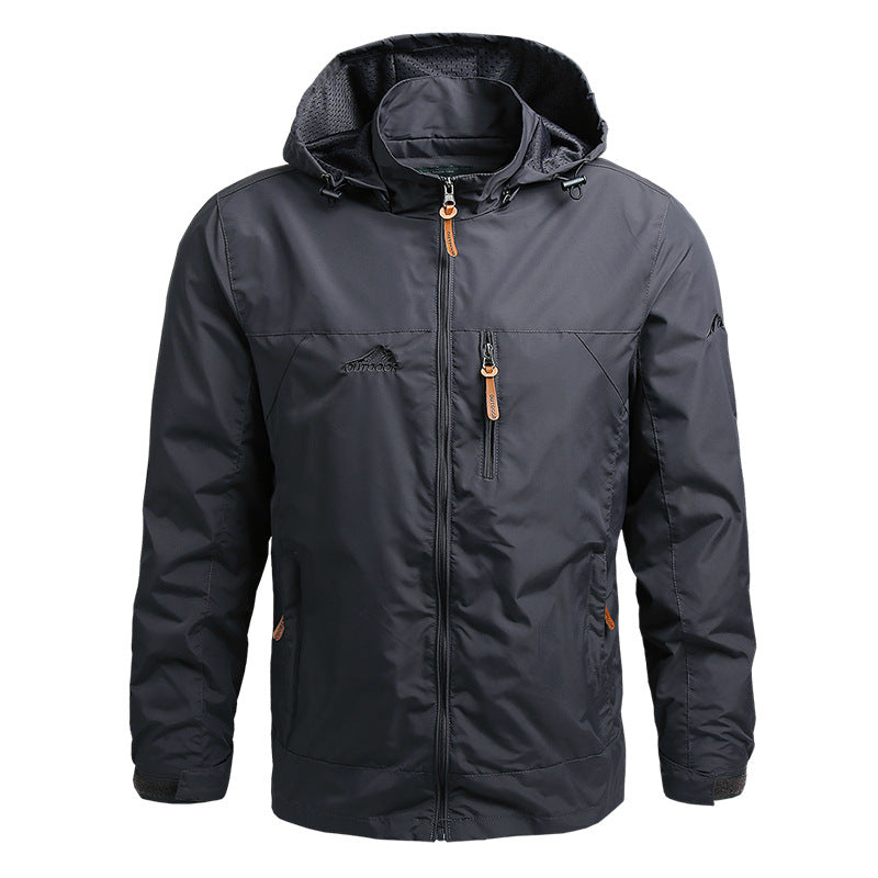 Mens Tactical Windbreaker Jacket-Waterproof Hooded Outdoor Coat for Climbing Hiking and Everyday Weather Protection