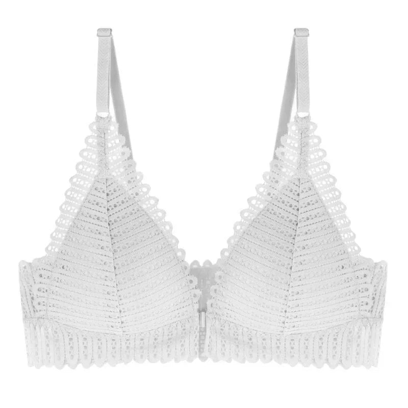 Lace Front-Closure Push-Up Bra – Wireless Backless Plus-Size Lingerie with Adjustable Lift and Flattering Support for Dresses, Parties and Everyday Confidence