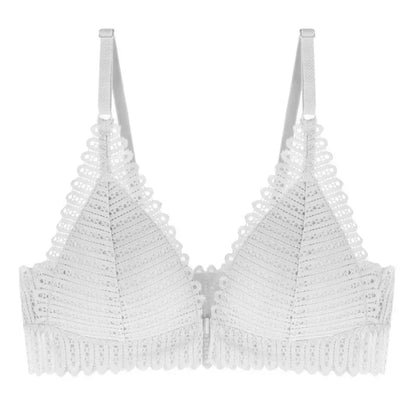 Lace Front-Closure Push-Up Bra – Wireless Backless Plus-Size Lingerie with Adjustable Lift and Flattering Support for Dresses, Parties and Everyday Confidence