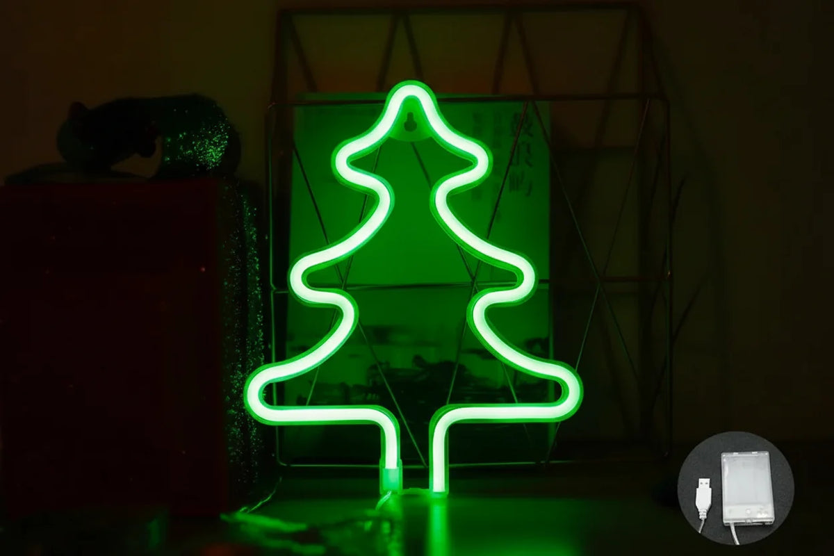 Christmas Neon Sign Light-Colorful LED Holiday Wall Decor with Socks Trees Snowflakes and Festive Party Ambience