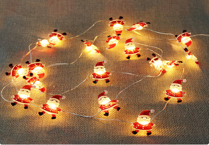 LED Christmas Fairy Lights – 20 LED Battery Powered Santa and Snowflake String Lights for Holiday Home Decorations