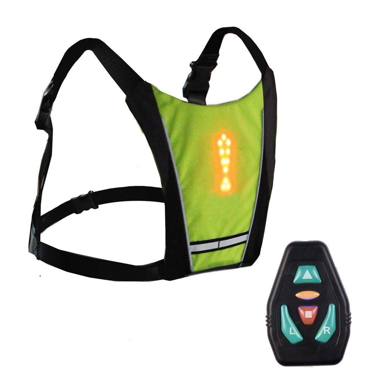 LED Reflective Cycling Vest – Safety Turn Signal Backpack Vest for Night Riding, Hiking and Outdoor Visibility