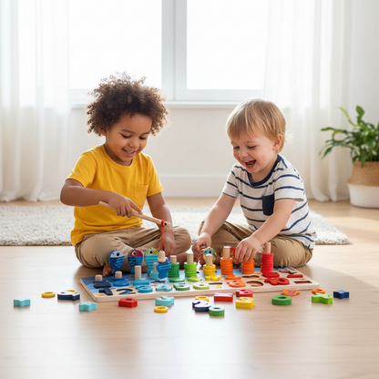 Montessori Magnetic Fishing Puzzle – Wooden Preschool Learning Toy for Number, Shape and Arithmetic Matching, Fine Motor Skills Educational Game