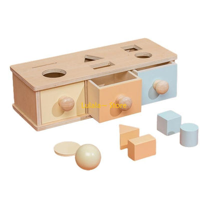 Montessori Coin Ball Busy Drum – Wooden Baby Sensory Toy for Color Matching, Shape Recognition and Early Learning Development