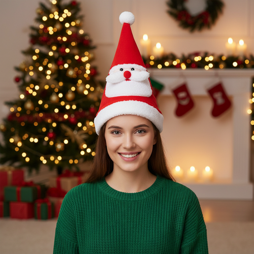 Soft Kawaii Plush Christmas Hat Toy – Electric Light-Up Moving Plush Doll with Animated Motion for Holiday Decor, Kids Gifts and Festive Christmas Fun