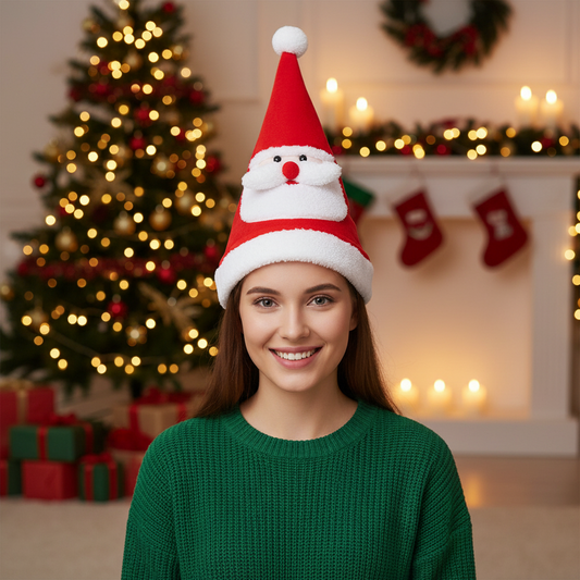 Soft Kawaii Plush Christmas Hat Toy – Electric Light-Up Moving Plush Doll with Animated Motion for Holiday Decor, Kids Gifts and Festive Christmas Fun