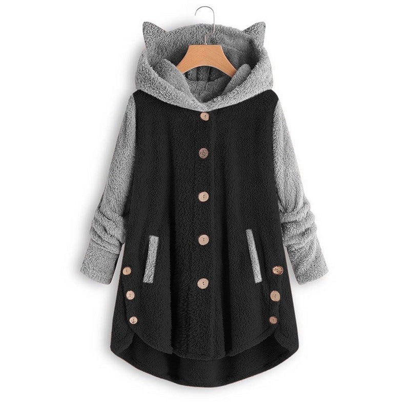 Women's Cat Ear Hoodie - Fleece Pullover Sweatshirt with Cute Print and Plus Size Comfort