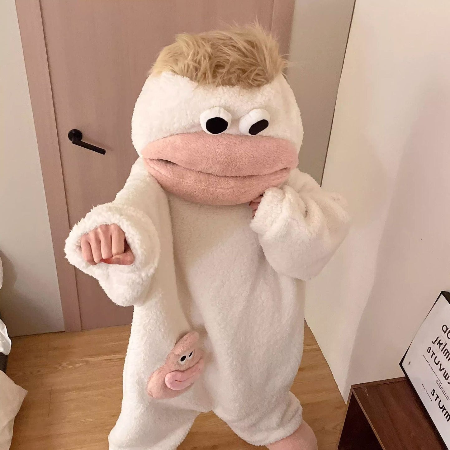 Big Mouth Monster Onesie Pajamas – Thick Coral Fleece Cartoon Sleepwear for Couples, Men and Women, Cozy Autumn Lounging, Parties and Fun Gifts