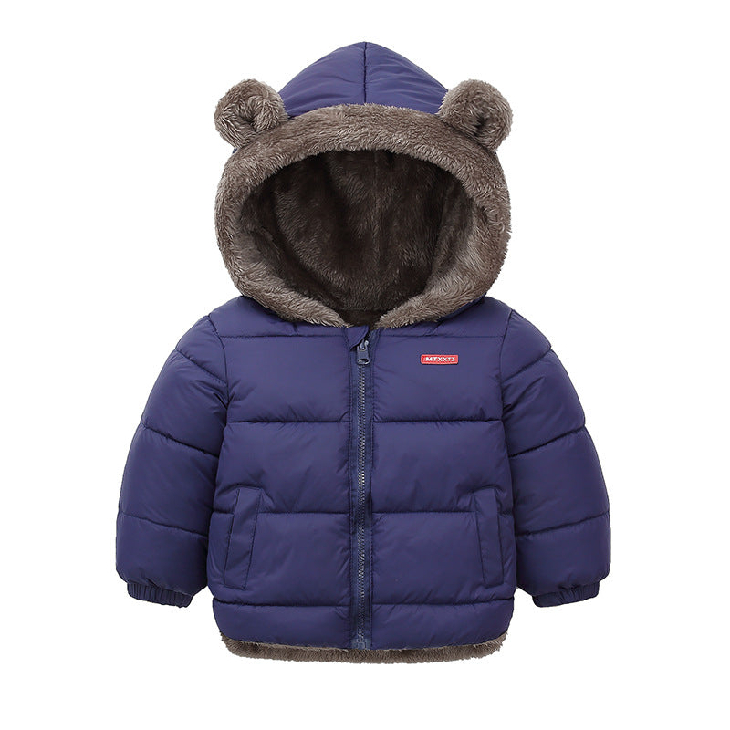 Kids Winter Hooded Jacket - Thick Fleece Lined Cotton Coat for Boys and Girls, Warm Snowwear and Cold Weather Comfort