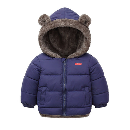 Kids Winter Hooded Jacket - Thick Fleece Lined Cotton Coat for Boys and Girls, Warm Snowwear and Cold Weather Comfort