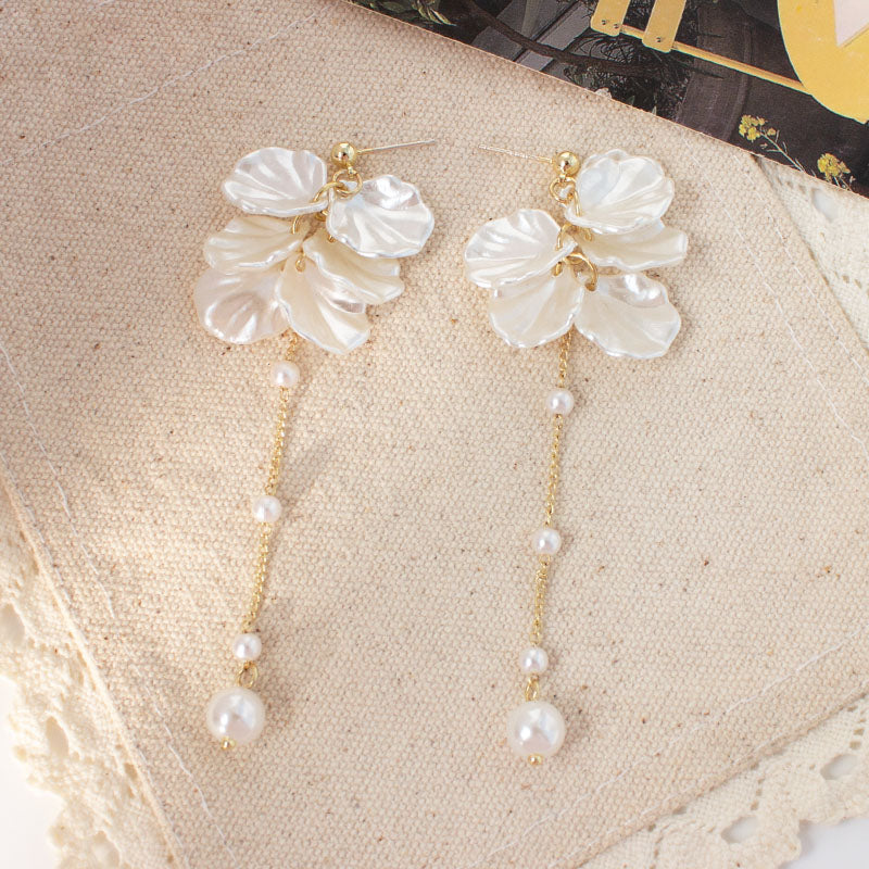 Pearl Tassel Earrings – Elegant 925 Silver Needle Drop Earrings for Weddings, Parties and Sophisticated Daily Wear