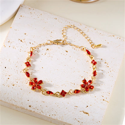 Elegant Crystal Flower Bracelet – Sparkling Zircon Floral Chain Jewelry for Women and Girls, Y2K Sweet Style Accessory for Weddings, Parties and Gifts