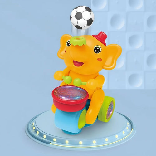 Interactive Elephant Crawling Toy – Electronic Drummer with Floating Ball, LED Lights, Music and Sounds for Baby Sensory Development