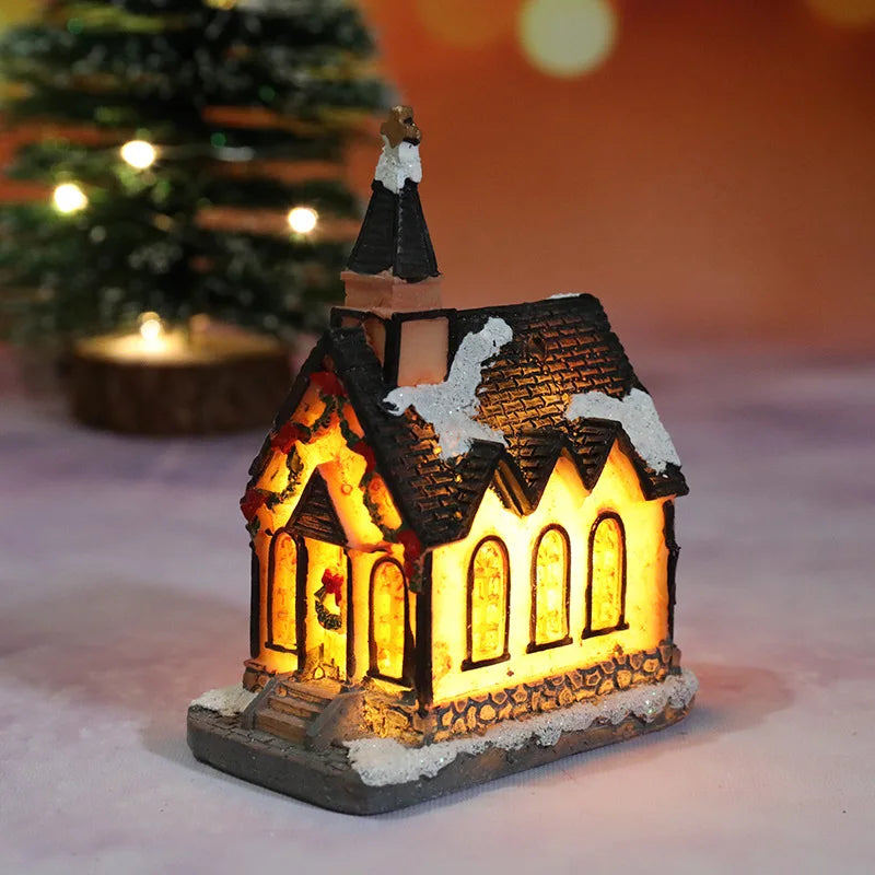 LED Christmas Village House – Resin Miniature Light Up Holiday Decoration for Cozy Tabletop Displays, Christmas Villages and Seasonal Home Ambience