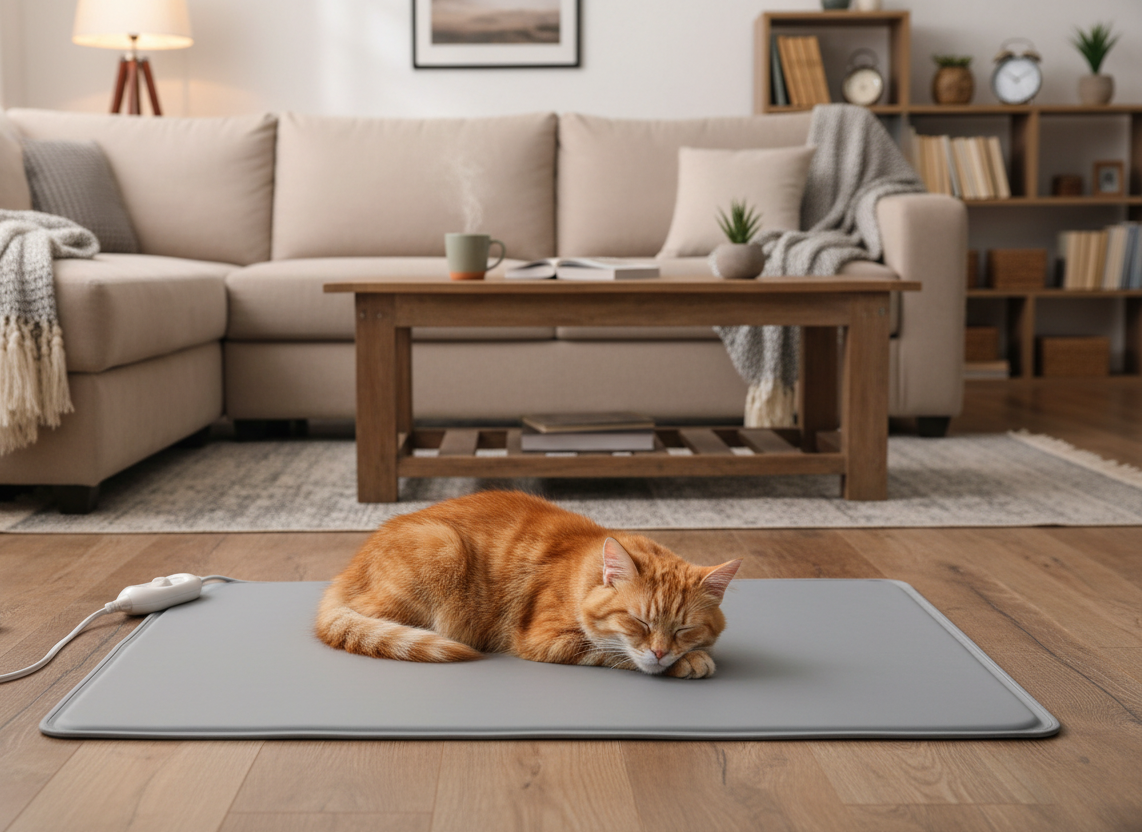 Smart Pet Heating Pad – Electric Heated Dog and Cat Bed Mat with Timer Sensor and Chew Resistant Cord