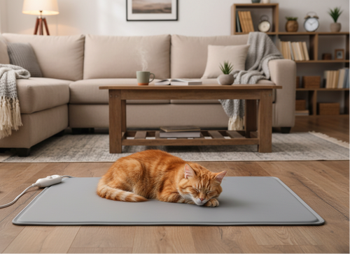 Smart Pet Heating Pad – Electric Heated Dog and Cat Bed Mat with Timer Sensor and Chew Resistant Cord