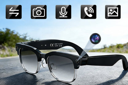 AI Camera Smart Glasses – 800W Pixel Video Recording Sunglasses with Bluetooth Calls, Voice Translation and Photo Recognition for Men