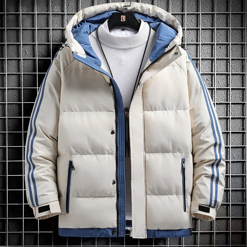 Men's Quilted Winter Jacket - Heavyweight Windproof Padded Coat for Skiing, Outdoor Wear and Cold Weather