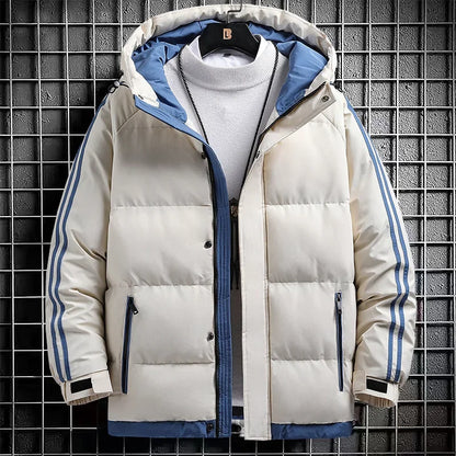 Men's Quilted Winter Jacket - Heavyweight Windproof Padded Coat for Skiing, Outdoor Wear and Cold Weather