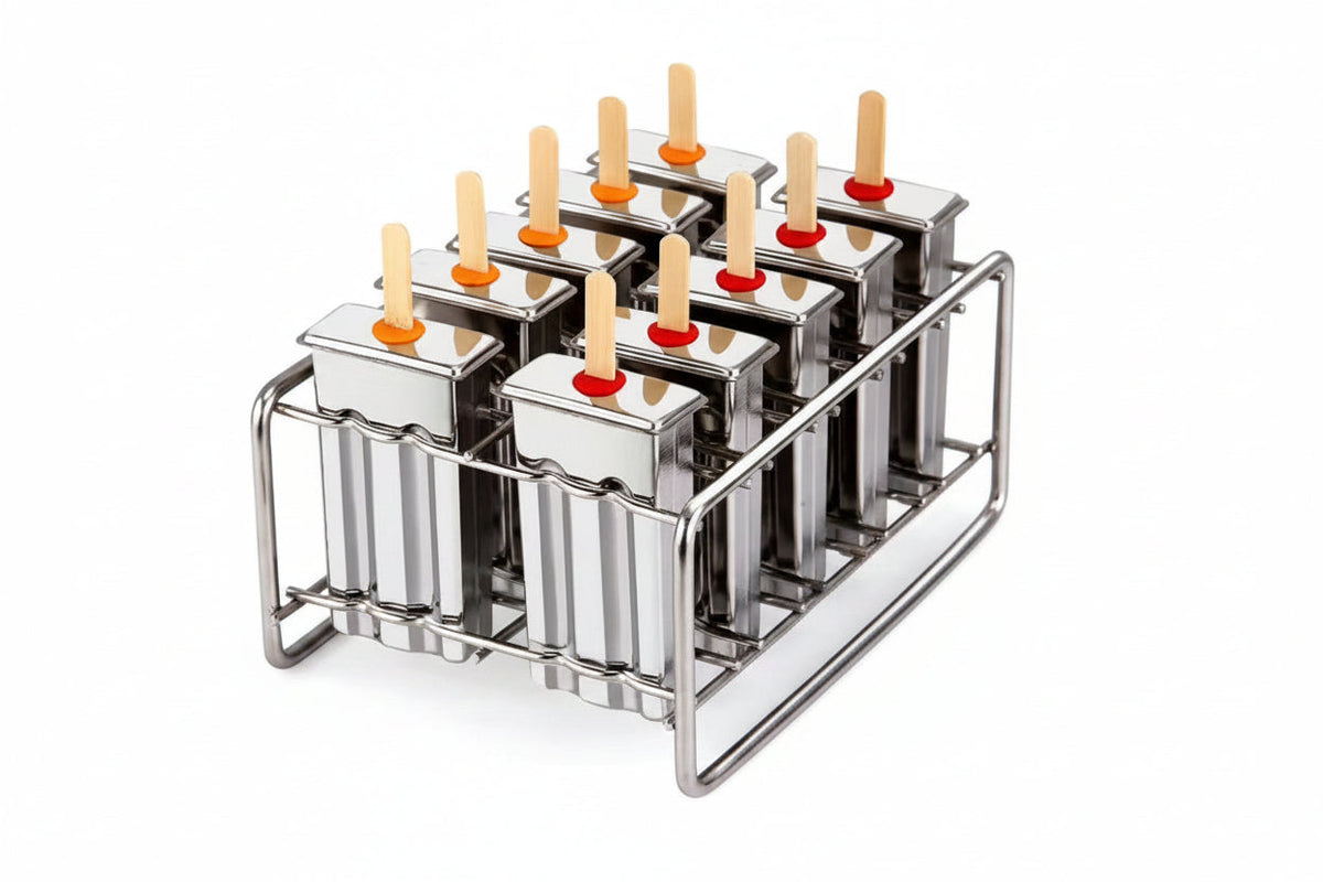 Stainless Steel Popsicle Mold Set – 10-Piece Reusable 304 Food-Grade Ice Cream Molds for Homemade Frozen Treats, Parties and Commercial Kitchens