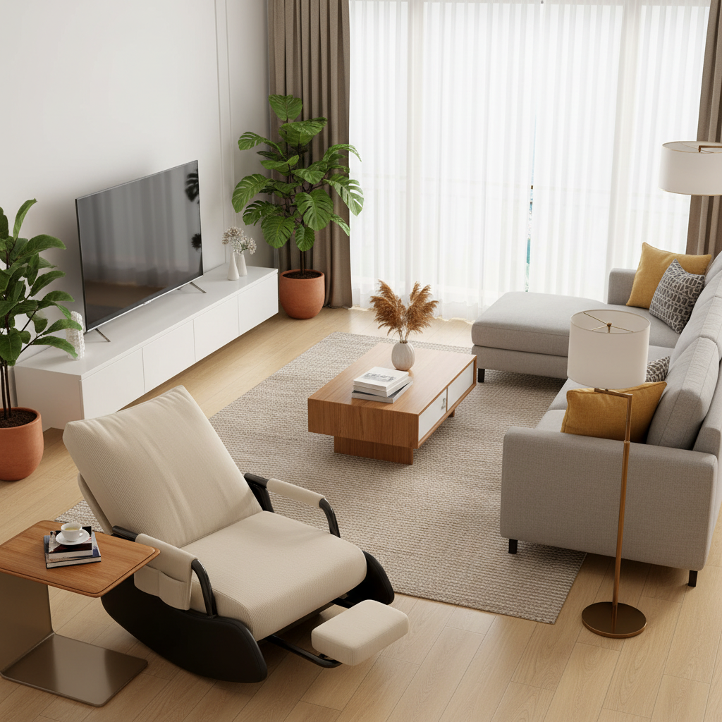 Adjustable Lazy Rocking Chair – Ergonomic Foldable Recliner for Living Rooms, Balconies and Lounges with Comfortable Resting and Relaxation Support