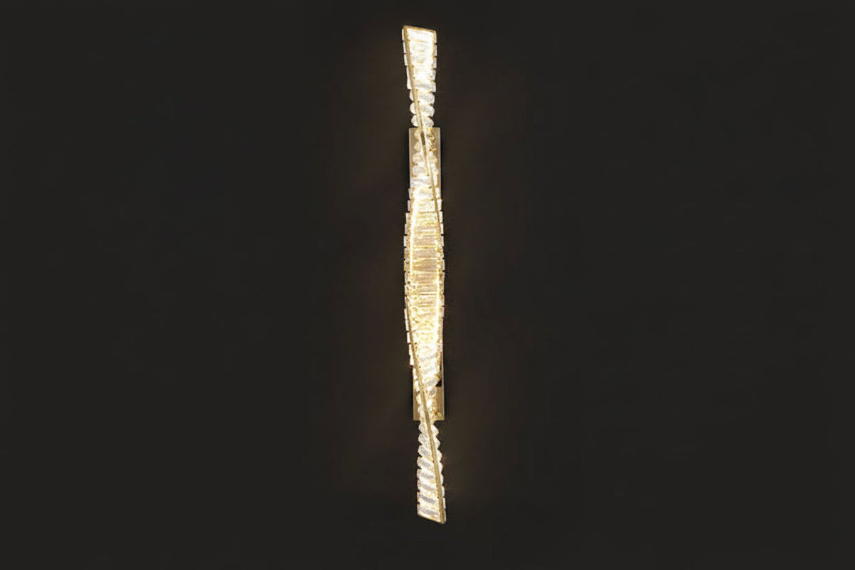 Modern Crystal Spiral Wall Sconce – Long Strip LED Wall Lamp for Hallway, Hotel, Entrance and Contemporary Indoor Lighting