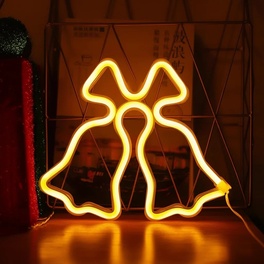 Christmas Neon Sign Light-Colorful LED Holiday Wall Decor with Socks Trees Snowflakes and Festive Party Ambience