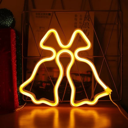 Christmas Neon Sign Light-Colorful LED Holiday Wall Decor with Socks Trees Snowflakes and Festive Party Ambience