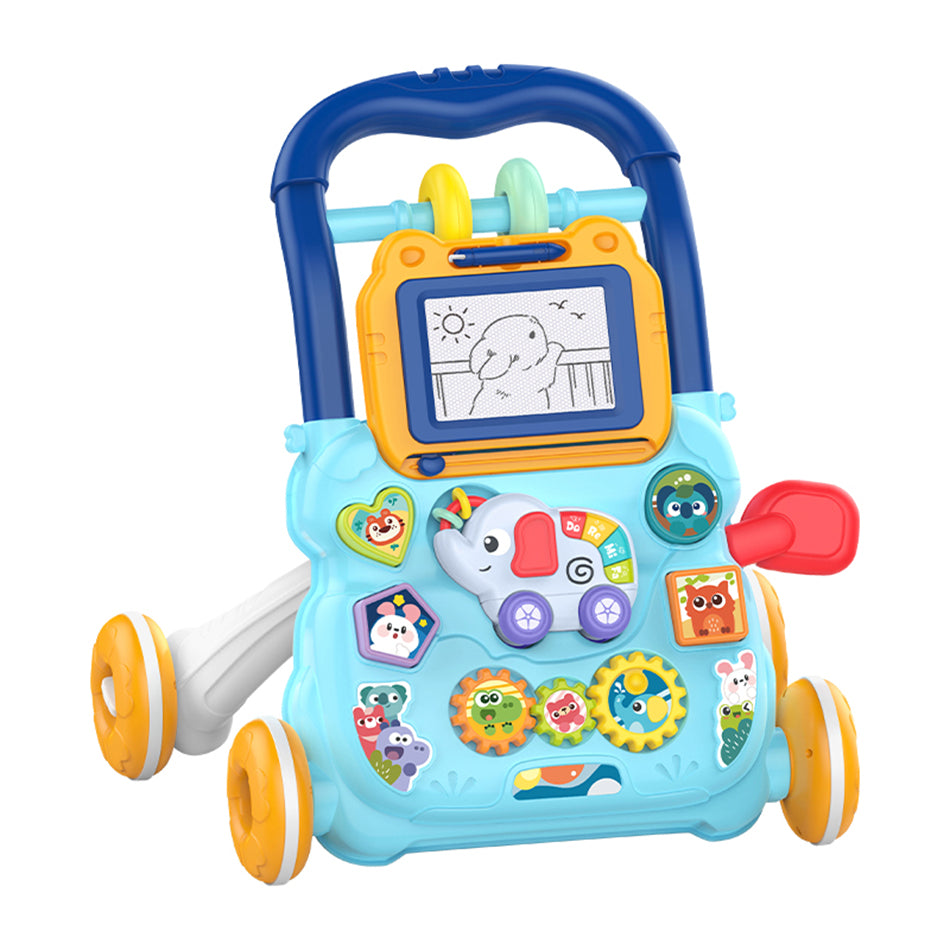 Baby Push Walker Activity Center - Multifunction Learning Walker with Music and Drawing Board for Toddler Development