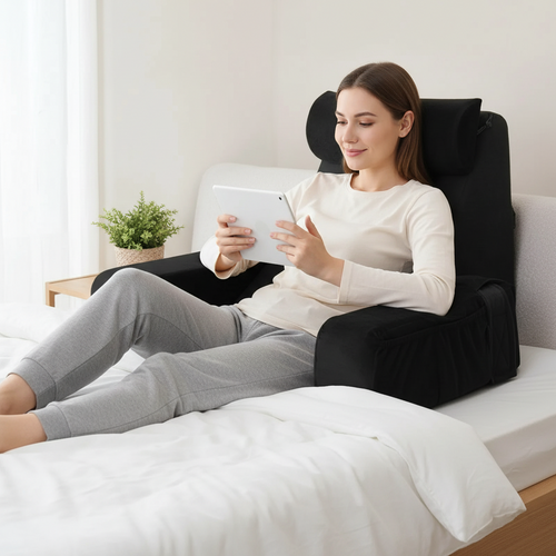 Extra Large Reading Pillow – Memory Foam Bed Rest Cushion with Arm Support for Reading, Gaming and Watching Television Comfort