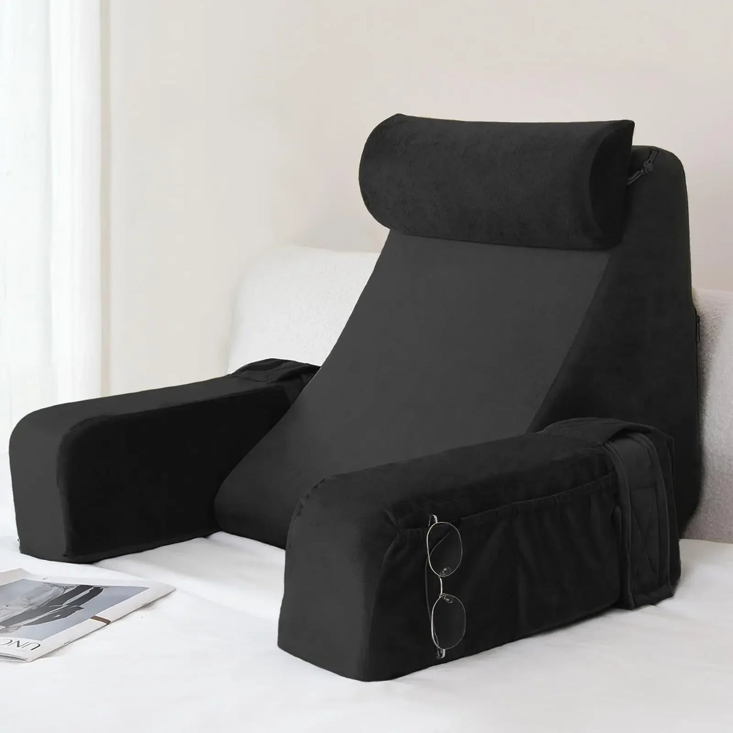 Extra Large Reading Pillow – Memory Foam Bed Rest Cushion with Arm Support for Reading, Gaming and Watching Television Comfort