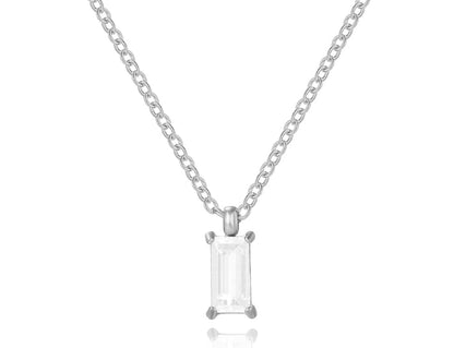 Rectangular Zirconia Pendant Necklace – Gold-Plated Stainless Steel Fine Jewelry for Women with Elegant Short Chain Design, Wholesale Fashion and Gifts