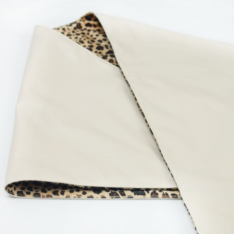 Double Sided Leopard Print Head Scarf – PU Leather Triangle Hijab for Women with Elegant Fashionable Everyday Styling