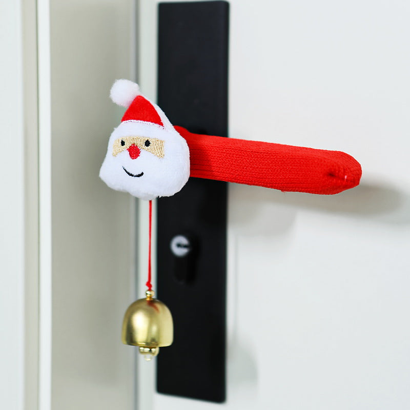 Christmas Door Handle Covers – Soft Holiday Decorations with Hanging Bells for Festive Home Entryways
