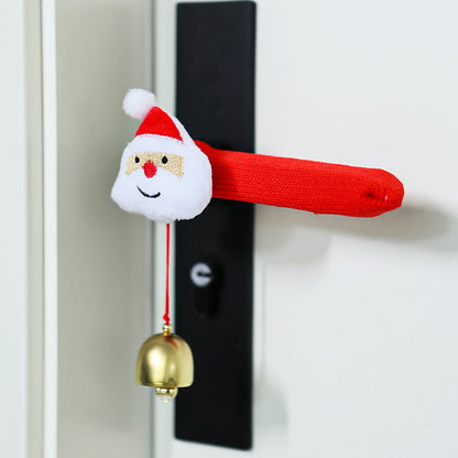 Christmas Door Handle Covers – Soft Holiday Decorations with Hanging Bells for Festive Home Entryways