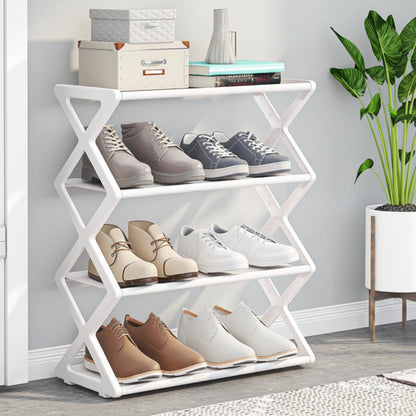 Foldable Shoe Rack – 4 Tier Stable Home Footwear Organizer for Entryway, Dorm, Living Room and Small Space Storage