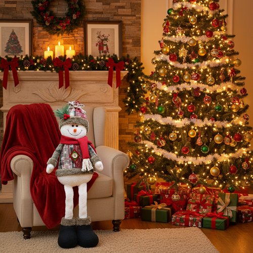 Christmas Standing Doll Set – Santa Snowman Reindeer Holiday Table Decorations for Festive Home Display