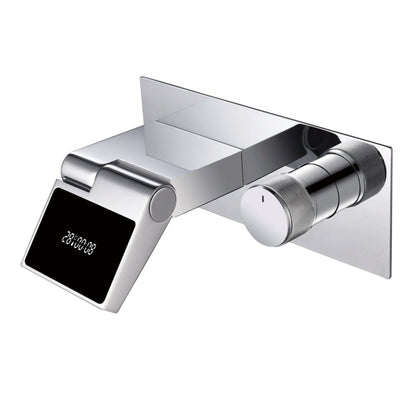 Luxury Gunmetal Brass Bathroom Faucet – Wall-Mounted Hot and Cold Mixer Tap with LED Digital Display and Elegant Single-Handle Design