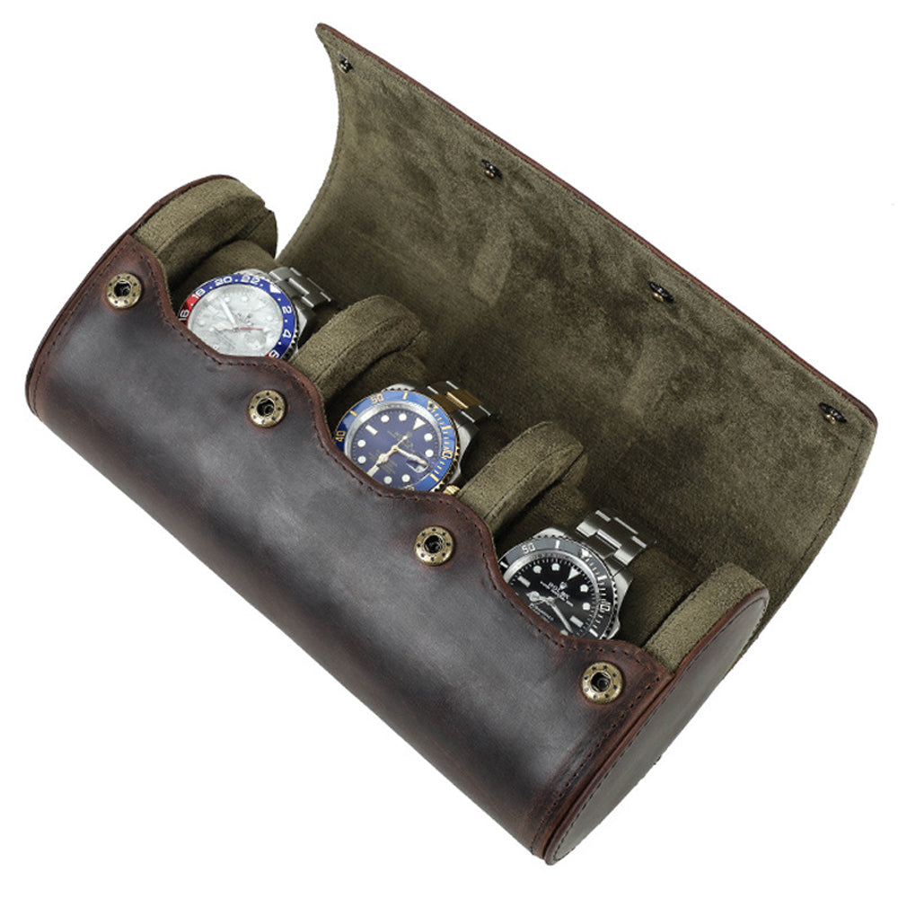 Leather Watch Travel Case – Multi-Slot Watch Roll Organizer for 1–8 Watches with Protective Storage for Business Trips and Travel