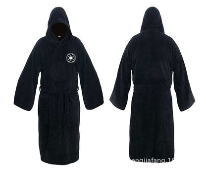 Men's Hooded Flannel Bathrobe - Thick Winter Dressing Gown for Home Comfort and Relaxing Evenings