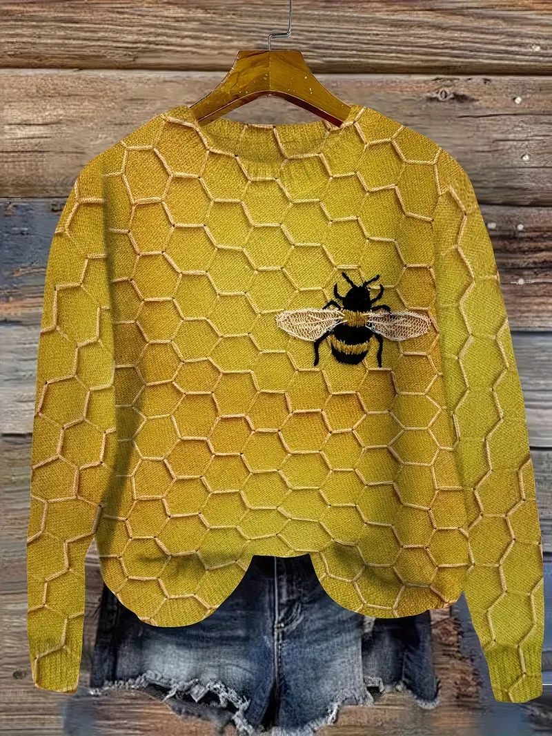 Women’s Cozy Animal Print Sweater – 3D Knit Pullover with Stylish Wildlife Design for Casual Autumn Winter Fashion