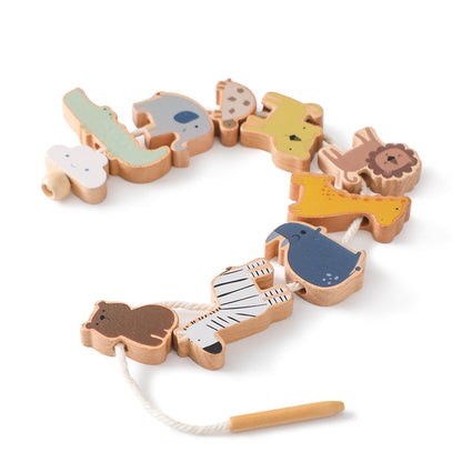 Montessori Animal Threading Toy-Wooden Fine Motor Skills Activity Set for Early Childhood Learning and Development