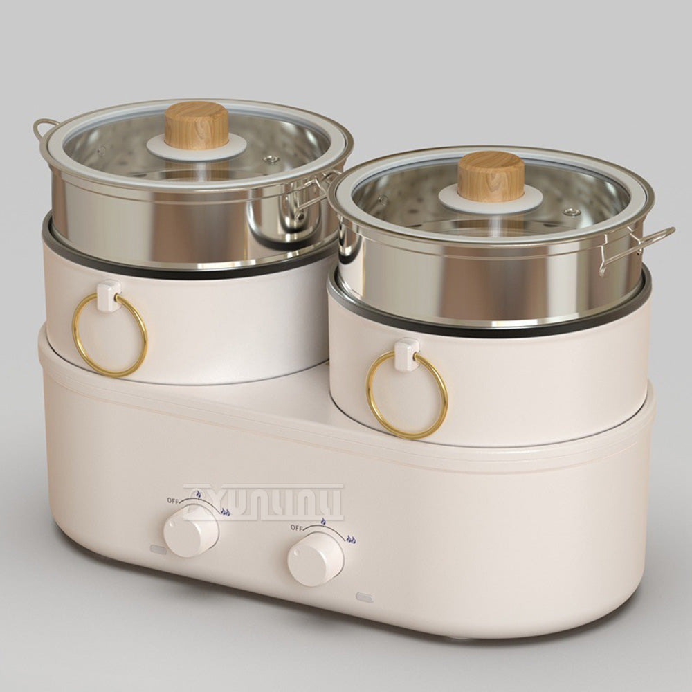 Electric Multi Cooker Hot Pot – Split Double Cooking Pot for Boiling, Steaming and Family Meals with Convenient Heating