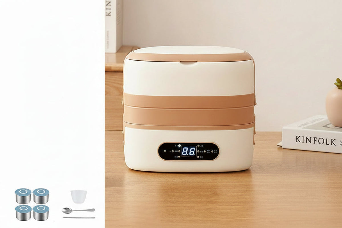 Electric Heated Lunch Box – 304 Stainless Steel Portable Food Warmer Bento Container for Office, Travel and Daily Meals