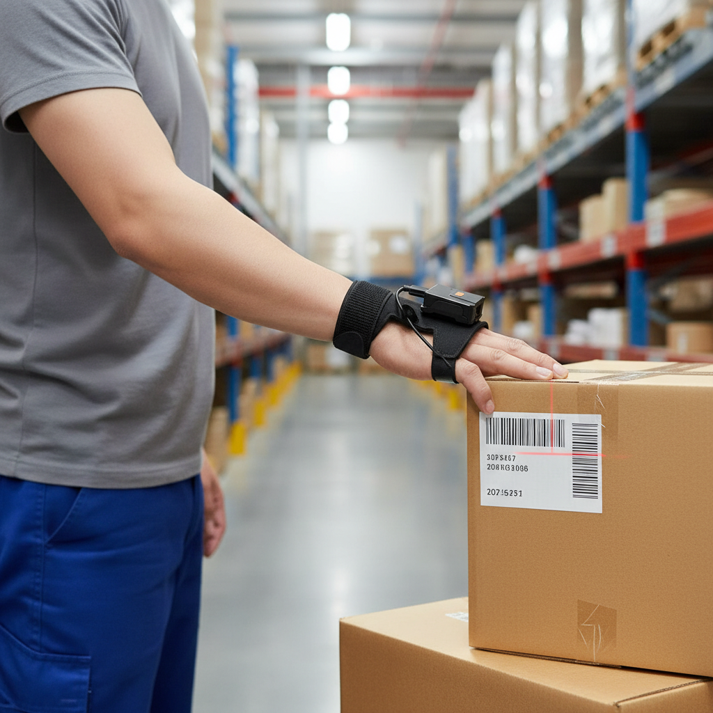 Wearable Bluetooth Barcode Scanner – Wireless Finger Glove Scanner for 1D QR Codes, Warehouses and Inventory Management