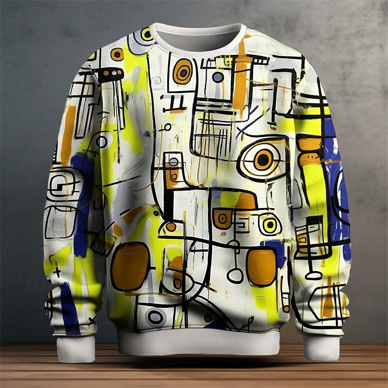 Men's Graphic Sweatshirt - Fashion Graffiti Crewneck Pullover for Casual Streetwear, Holidays and Everyday Style