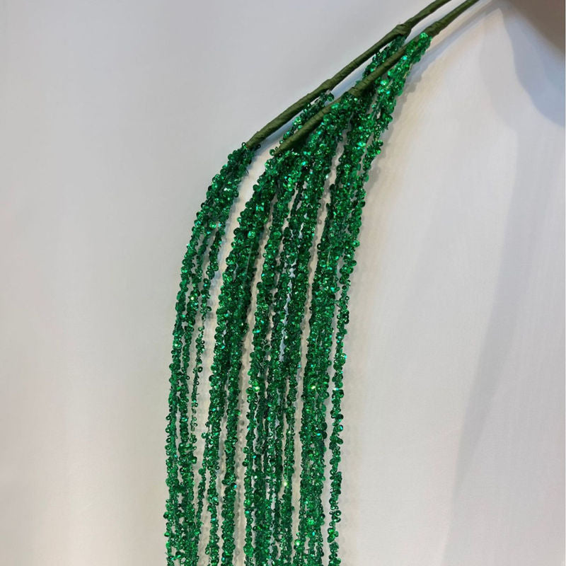 Sequin Glitter Christmas Branch Picks – White Artificial Tassel Wheat Stems for Christmas Trees, Wreaths and Holiday Decorations