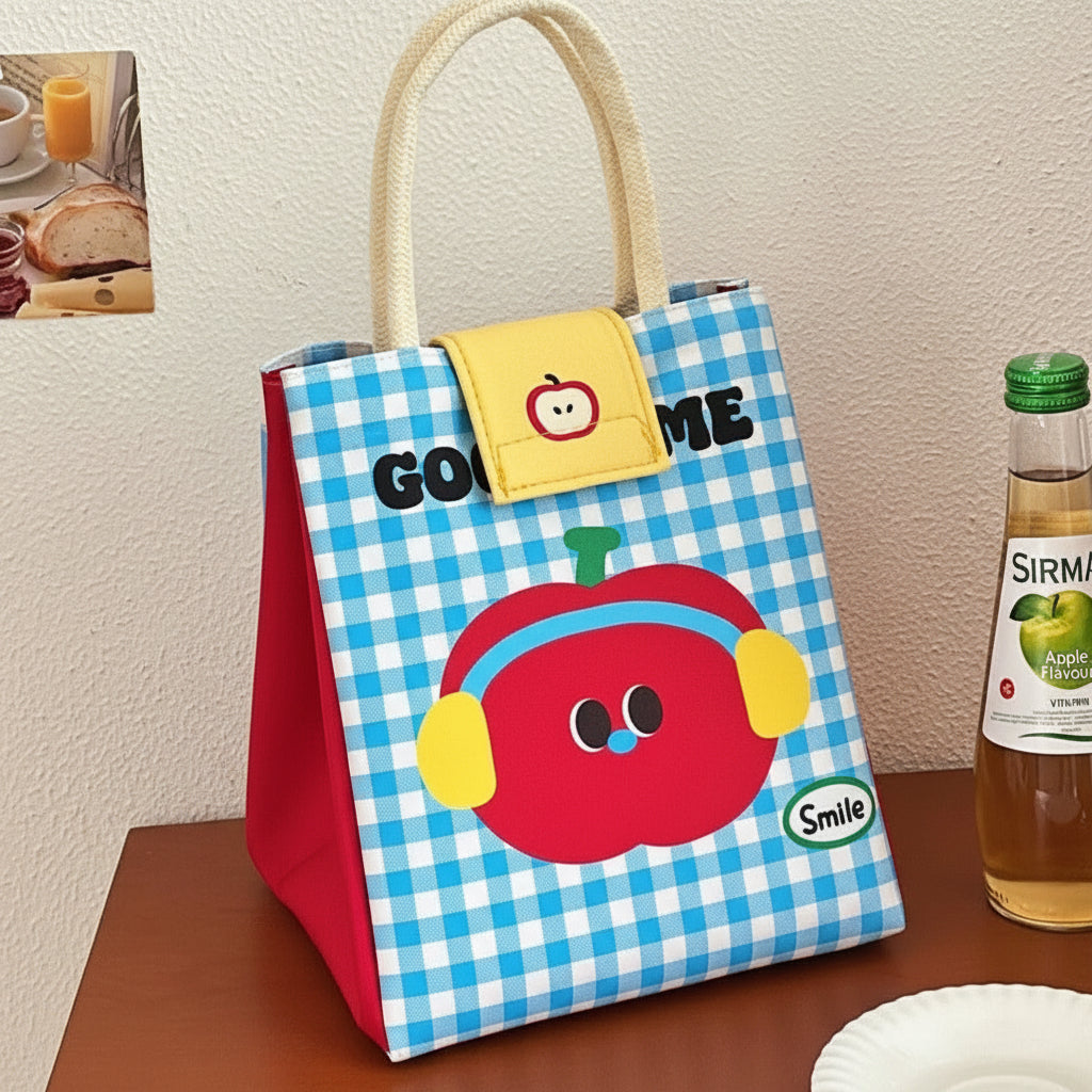 Insulated Bento Lunch Bag – Large Capacity Cartoon Tote for Office Workers, Students and Fresh Food Storage